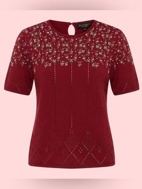 🌹Vintage Susan Bristol Hand-Embroidered Sweater M Floral Pearl Beaded 1993